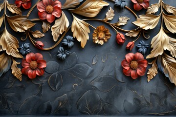 Background with sculpted flowers