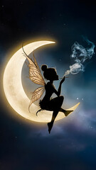 witch on the moon. generative Ai