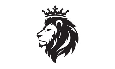 A King Lion  head  Vector silhouette illustration with  minimalist logo design