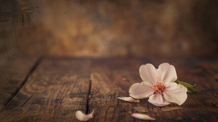Fototapeta premium Flower displayed on a wooden table
