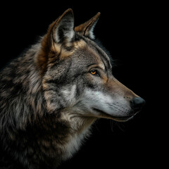 Fototapeta premium Wolf portrait isolated Black Background
