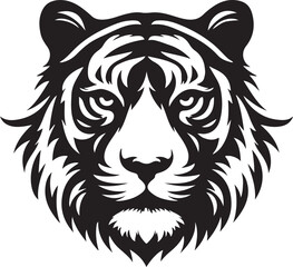 Tiger head vector, tiger head vector, tiger head, Line art silhouette of a tiger head