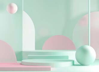 Minimalistic background with pastel tones and geometric shapes
