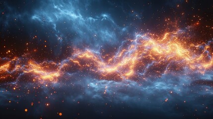 Fototapeta premium Lightning bolt is illustrated with lines triangles and particle style design in a vector illustration