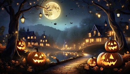 Fototapeta premium halloween background with pumpkin