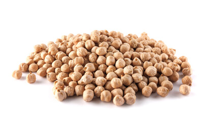 A bunch of chickpeas isolated on a white background.