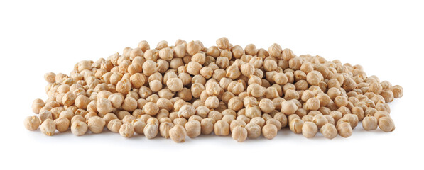 A bunch of chickpeas isolated on a white background.