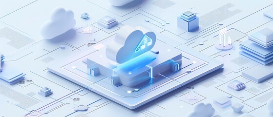 Cloud platform storage featuring crisp blue accents and a recognizable cloud icon