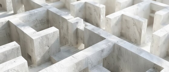 labyrinth of intricate white concrete, shrouded in mystery, invites exploration into its enigmatic depths