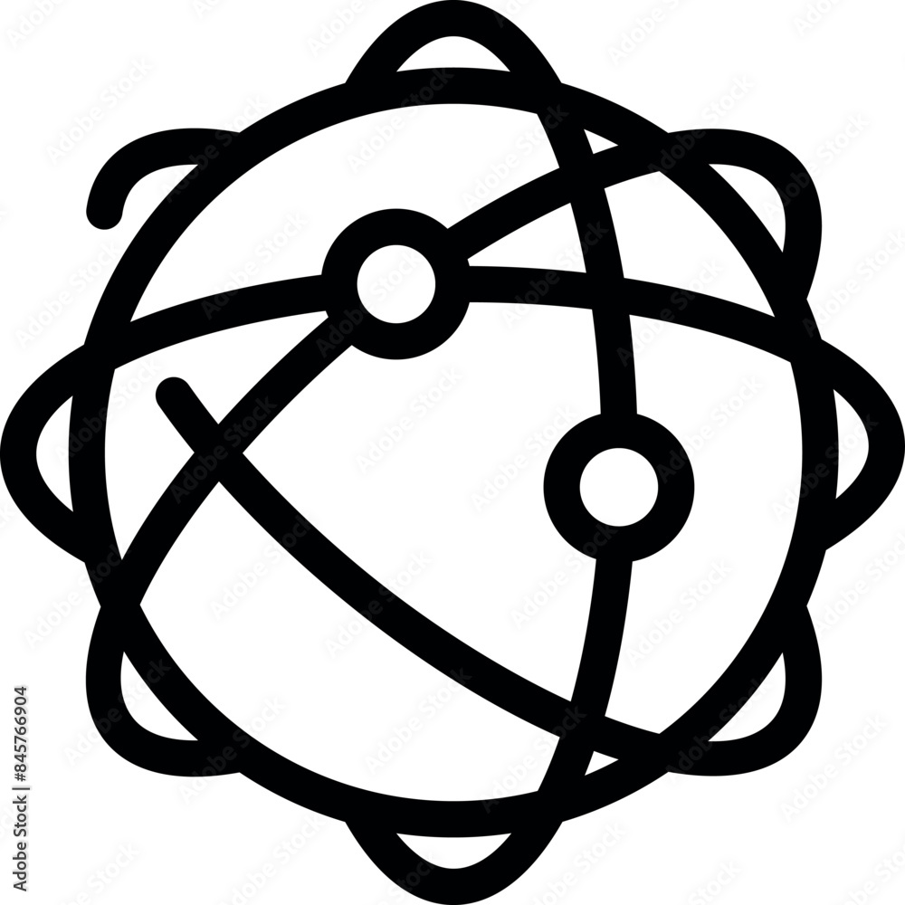 Poster simple line art icon of a globe with connecting dots, representing global networks and communication