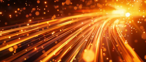 Fototapeta premium Dynamic orange lines racing across space, representing lightning-fast data transfer and seamless connectivity