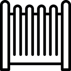 Simple black and white icon style drawing of a wooden fence for a garden