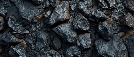 Deep black rock texture features intricate patterns, resembling veins of obsidian in darkness