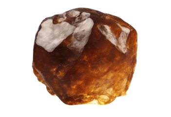 Amber stone closeup on a transparent background
