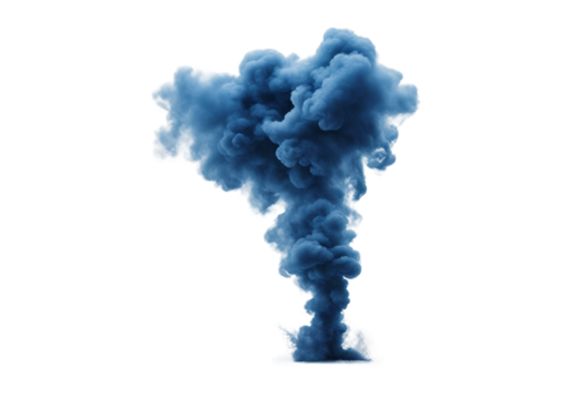 Blue smoke splashes isolated on transparent background cutout