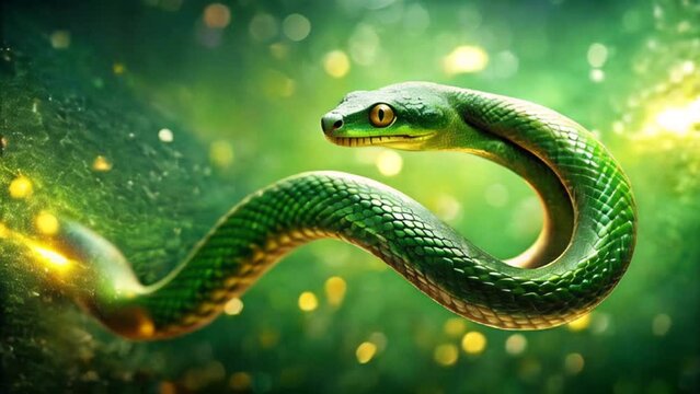 A cute green Wooden Snake. Green Tree Snake. Year 2025. Year of the snake, horoscope, symbol of the year