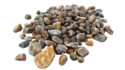 Scattered smooth stones, isolated on white.