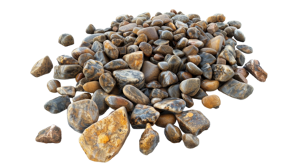 Scattered smooth stones, isolated on white.