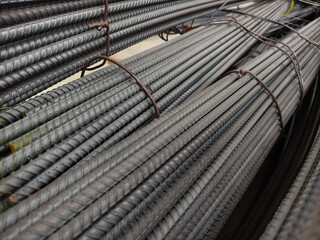 Background of metal bars at the construction warehouse