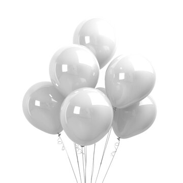 Fototapeta Bunch of white balloons symbolizing peace and unity.