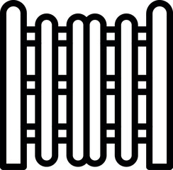Simple icon of a wooden fence, perfect for representing a garden, farm, or outdoor space