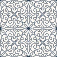 Black and white seamless pattern with arabesques  in a retro style. Vector