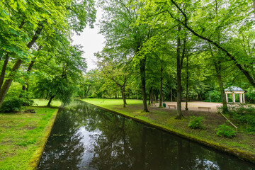 Bayreuth, Germany - May 18 2024: The courtyard garden of the New Palace in Bayreuth