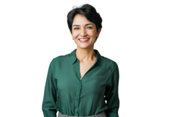 Confident Indian businesswoman smiling at the camera.