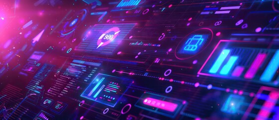 seo modern web interface, vibrant icons float over analytics graphs, symbolizing a strategic approach to digital marketing