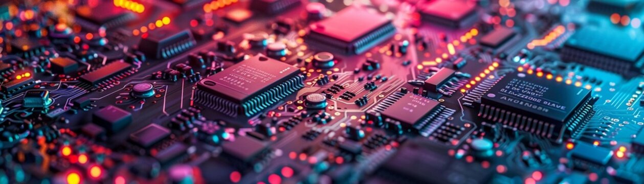 Modern power supply system with printed circuit board, integrated signal processing, vibrant vision, detailed electronic components 8K , high-resolution, ultra HD,up32K HD