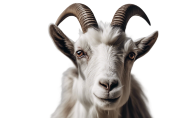 Close-Up of Goat Isolated on Transparent Background - High-Quality Cutout for Farm Animal and Design Uses