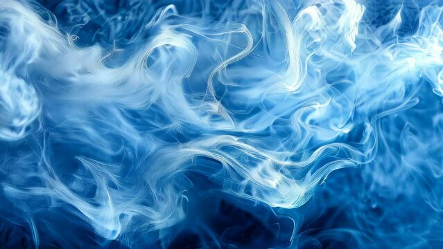 white smoke rising and swirling against a blue background.