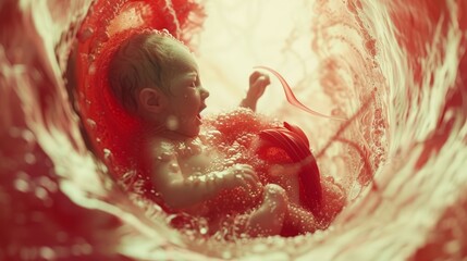 A captivating mock-up illustrates the intricate growth stages of a child within a mother's womb.