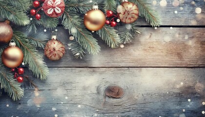 christmas background with christmas tree and decorations