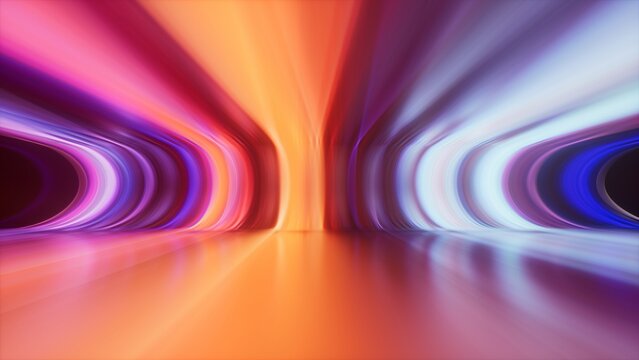 3d render, abstract multicolored spectrum background. Bright orange blue neon rays and colorful glowing lines. A stunning wide-angle image of vibrant light waves