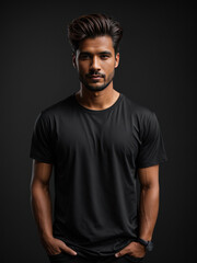 Naklejka premium black tshirt mockup isolated on on black