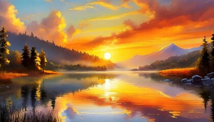 Fototapeta premium sunset in the mountains