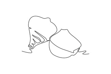 Continuous one line drawing whole and sliced healthy organic jicama for orchard logo identity. Fresh turnip vegetable concept for vegan farm icon. Single line draw design vector graphic illustration