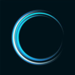 Abstract light lines of speed movement, blue colors.Neon glowing curves.Abstract motion.Neon lines of blue speed. Dynamic traces.	