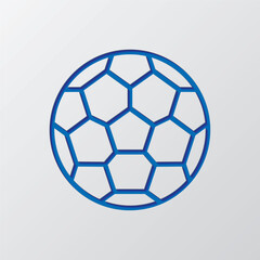 Fototapeta premium Football simple icon vector. Flat design. Paper cut design. Cutted blue symbol with shadow. Gray background