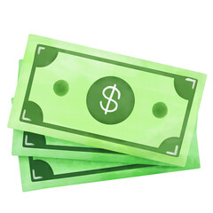 Isolated hand drawn banknote transparent background.