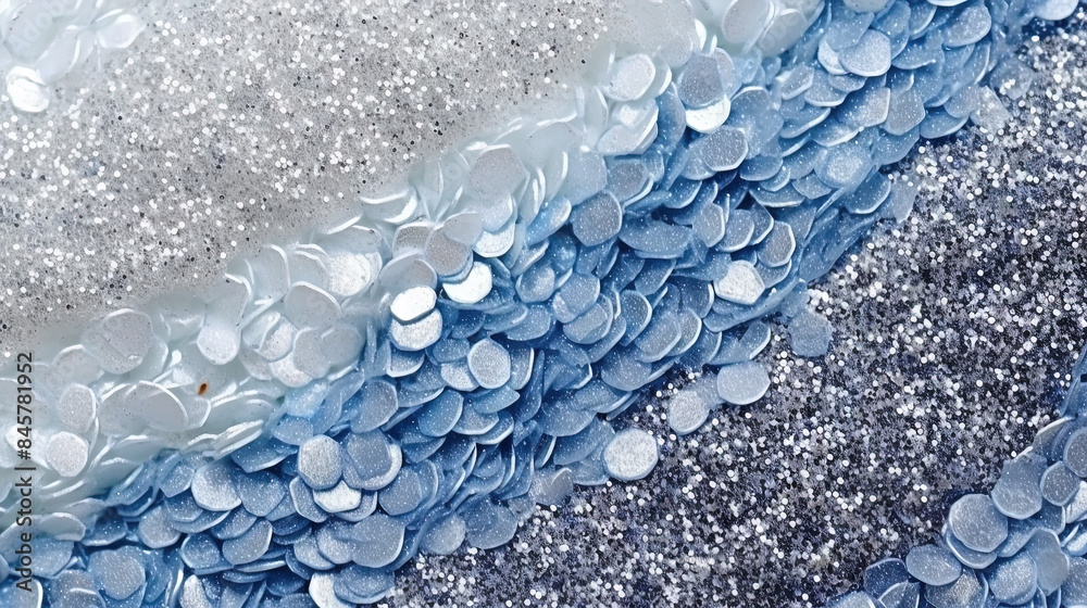 Poster abstract shiny background with blue glitter waves. scattered confetti sparkles with light blue color