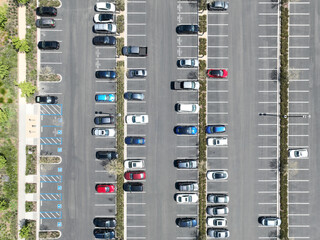 Open car parking lot viewed from above, aerial top view © Unwind