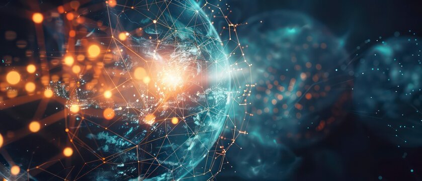 spheres intricately linked, symbolizing connectivity and advancing scientific and technological frontiers