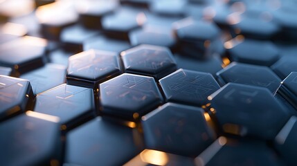 Fototapeta premium Abstract technical hexagonal background pattern with shallow dofKhan
