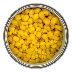 Yellow corn in a can png on a transparent background. Isolated