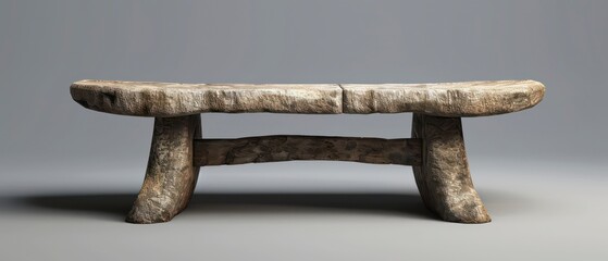 stone age cooking table lies flat, its long side down, against a gray background