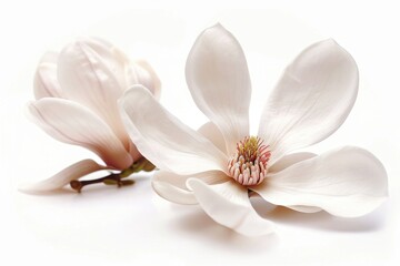 Magnolia Blossom. Beautiful White Flower Petals in Delicate Spring Bloom