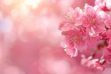 Fototapeta premium Cherry Texture. Blossoming Cherry Tree in Vibrant Pink Colors as Washington DC Background