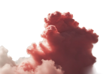 Red cloud isolated on transparent background cutout